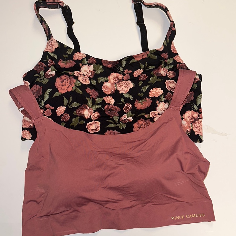 Vince Camuto bralette set dusty rose pink and black and floral size 1X